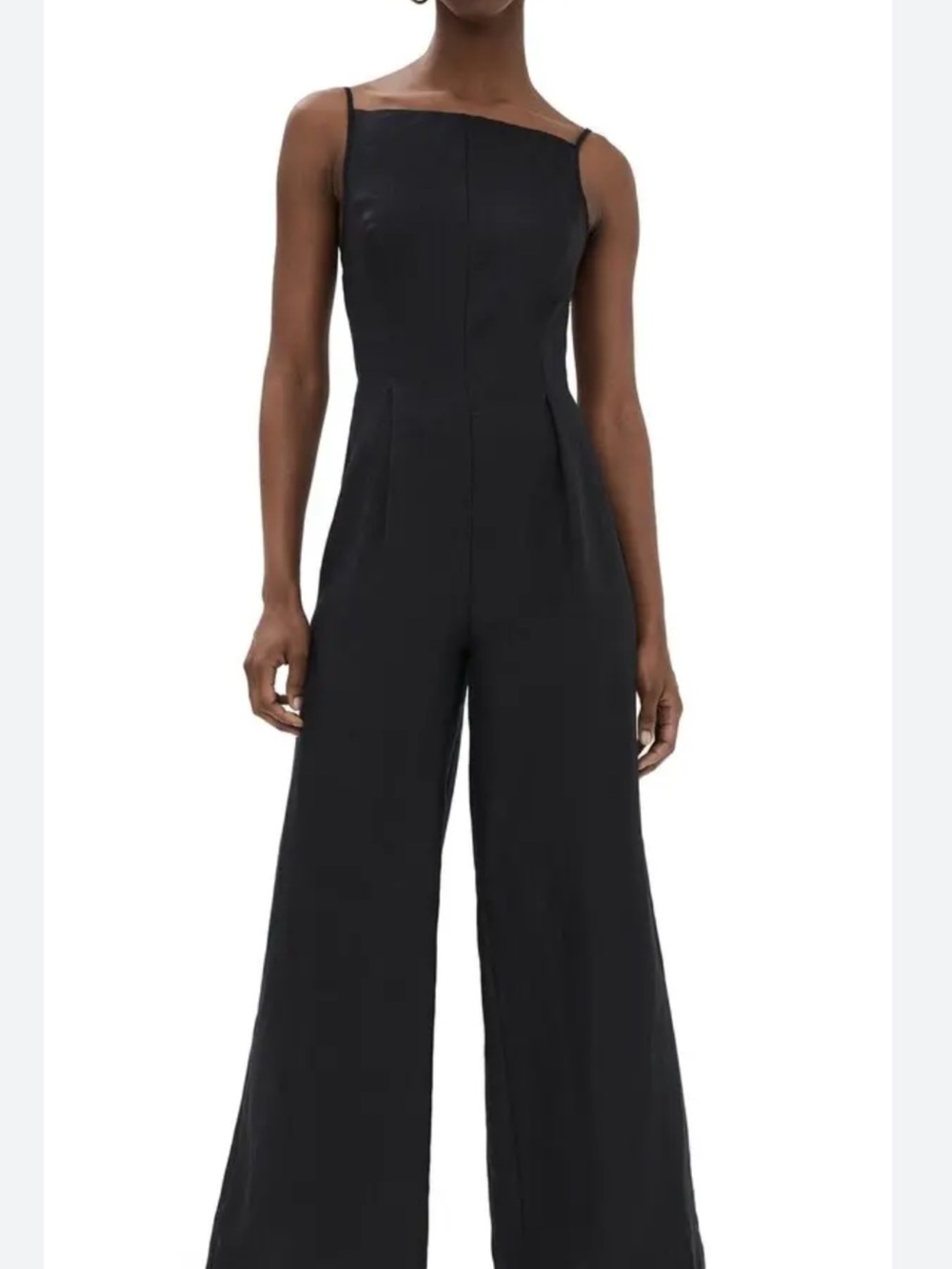 Reformation Black Straight-Leg Jumpsuit with Spaghetti Straps
